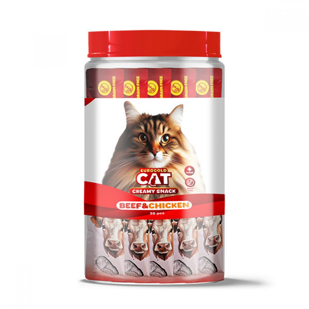 EuroGold Cat Sıvı Kedi Ödülü Dana - Tavuk Etli 30x15Gr
