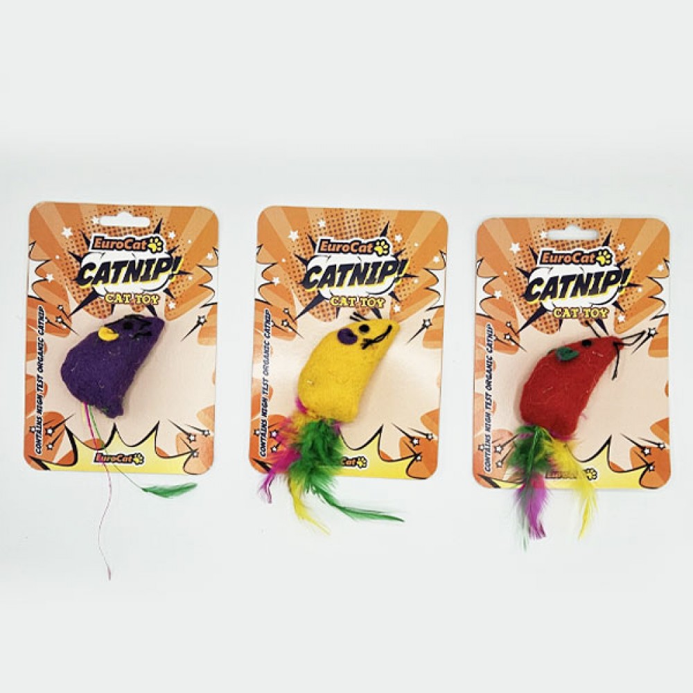 EuroCat Kedi Oyuncağı Tüylü Kuyruk Renkli Fare
