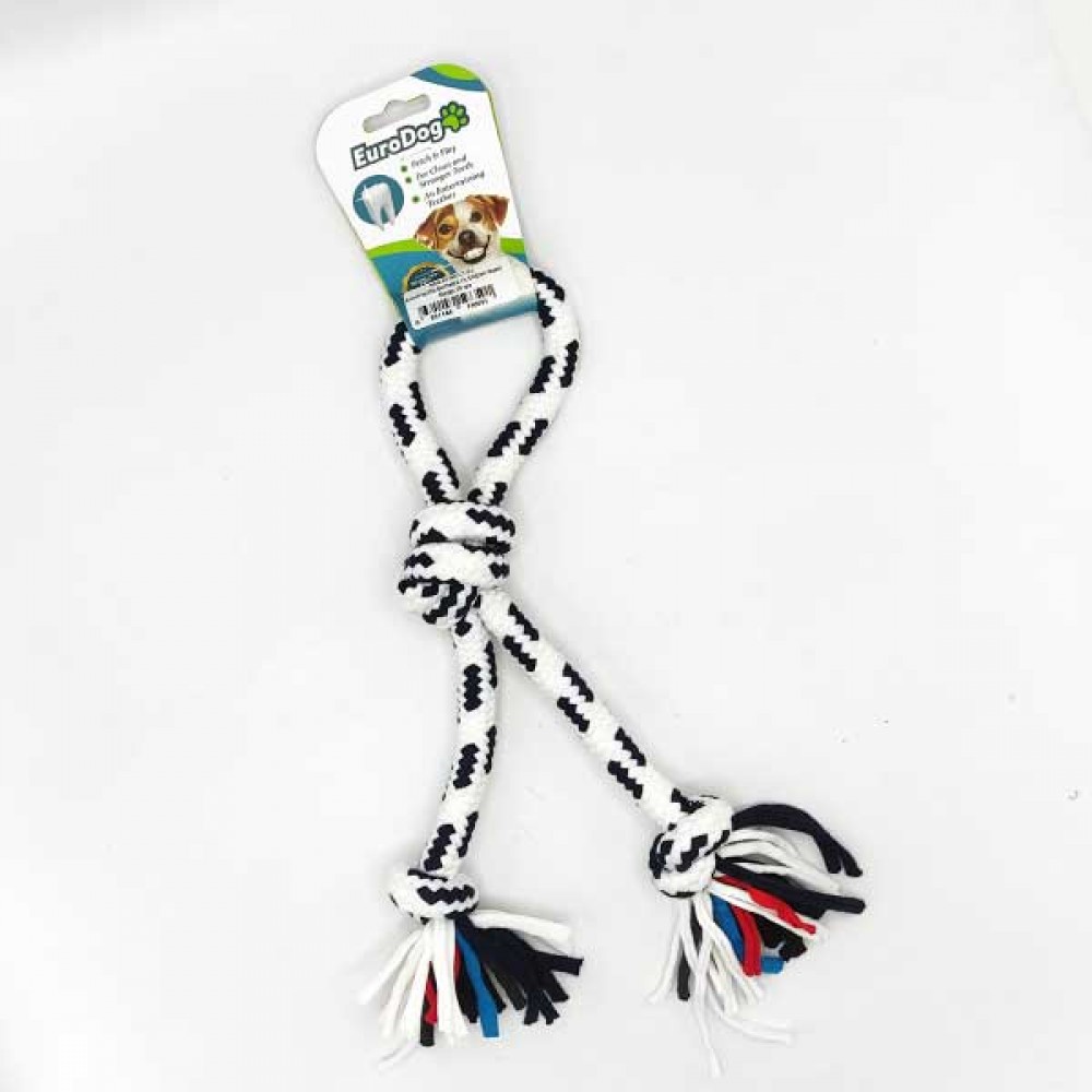 EuroDog Diş İpi Halka Üç Düğüm Siyah Beyaz 30 cm
