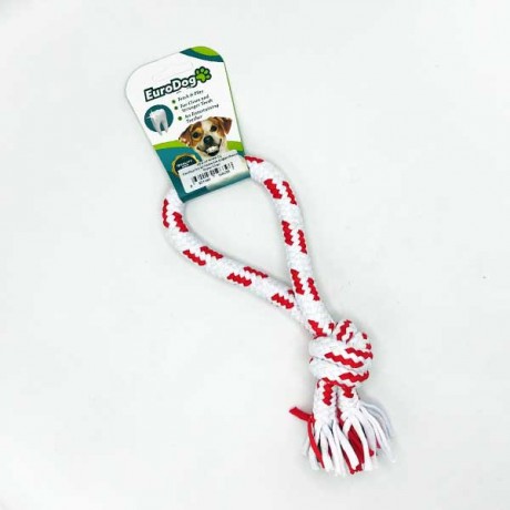 EuroDog Diş İpi Halka Tek Düğüm Kırmızı Beyaz 25cm
