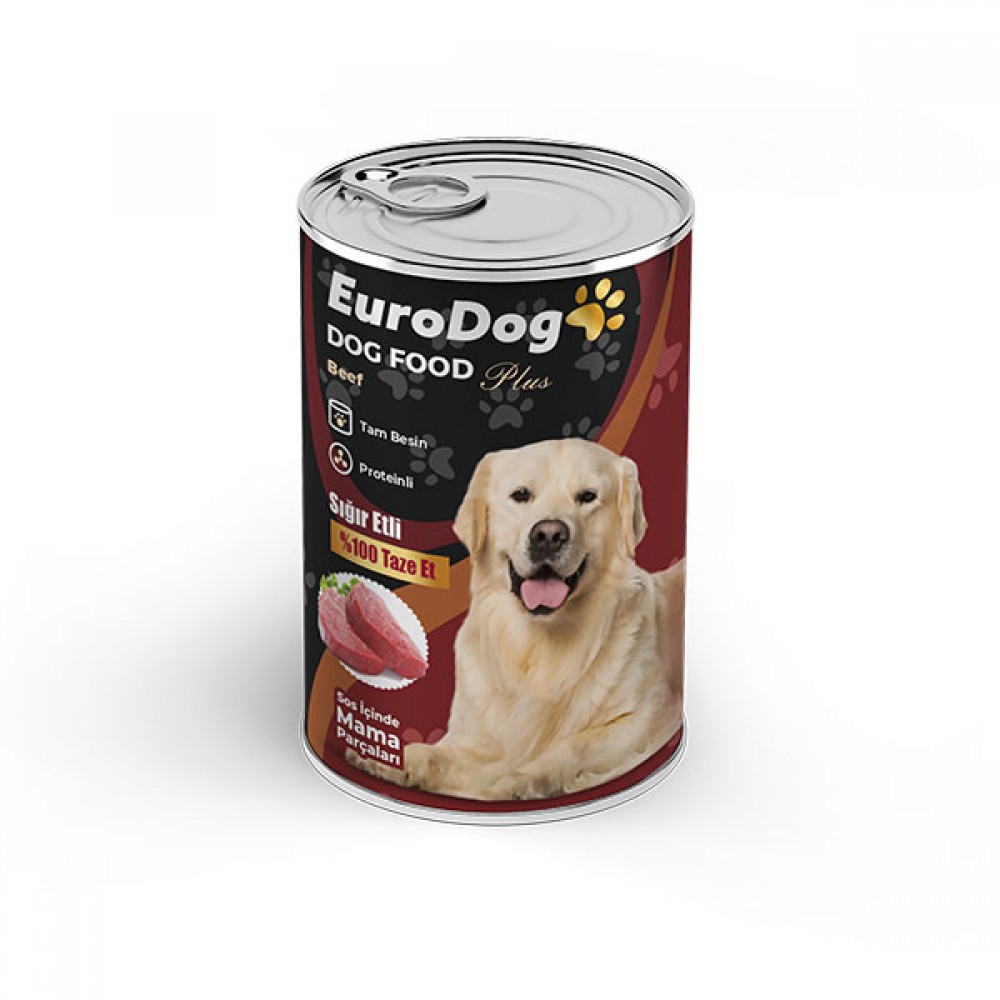 EuroDog Sığır Parça Etli Yetişkin Köpek Konserve 400 Gr