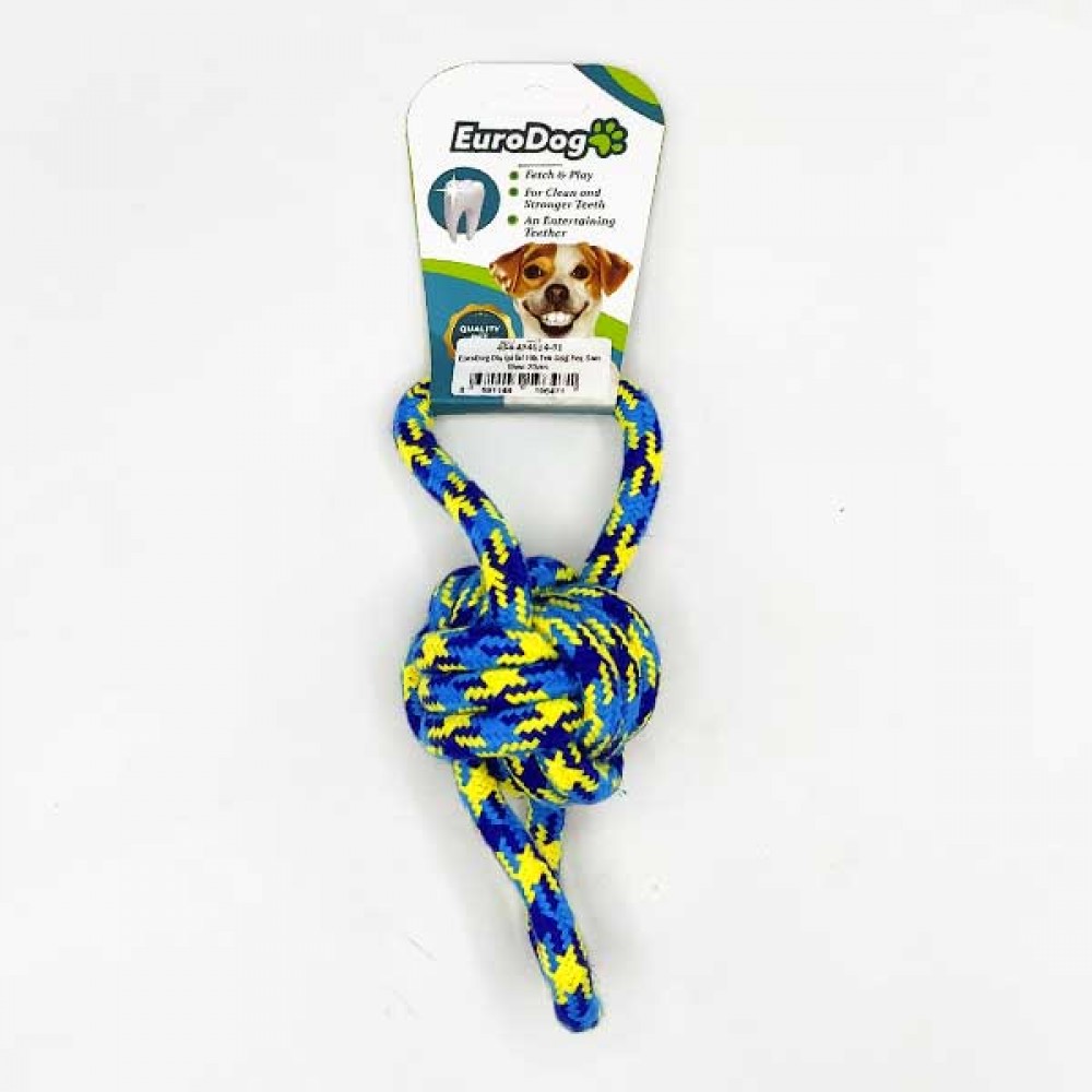 EuroDog Diş İpi İki Hlk.Tek Düğ.Yeş.Sarı Mavi 20cm