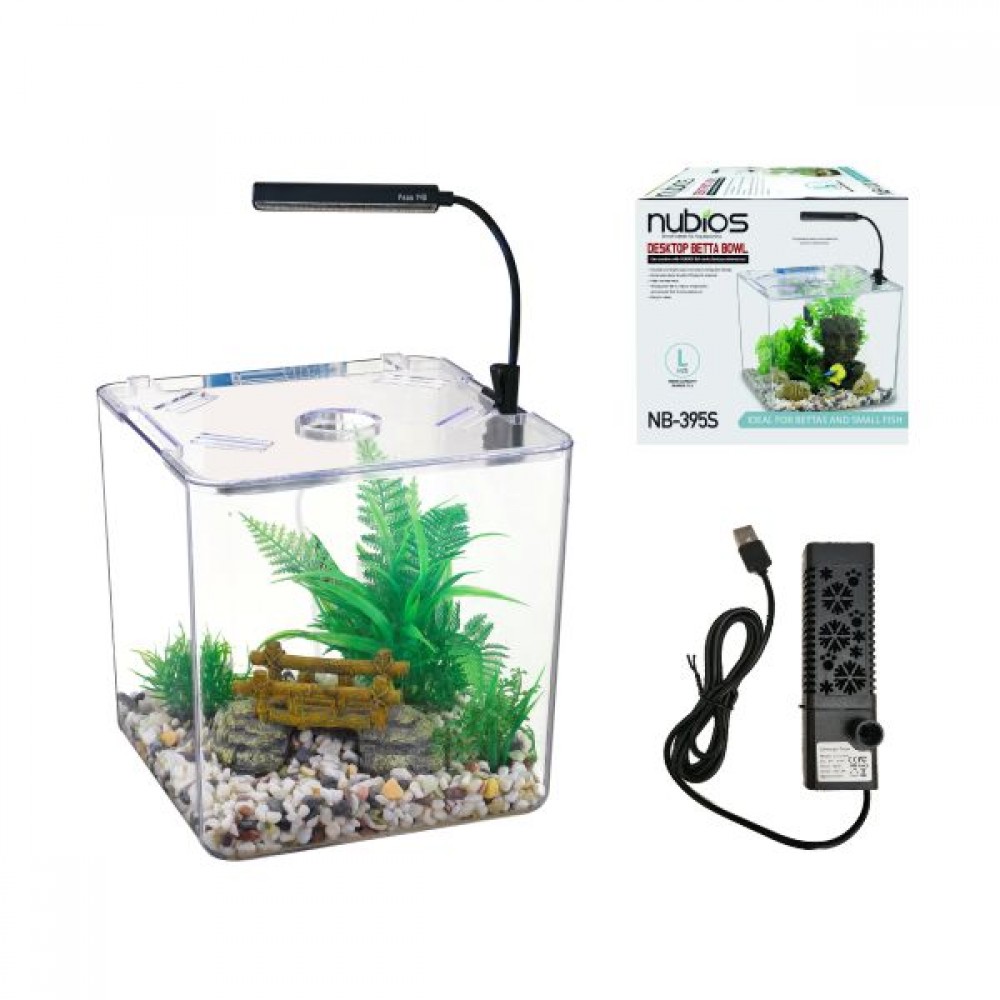 Nubios Masasüstü Plastik Akvaryum Seti 13,5 L Küp