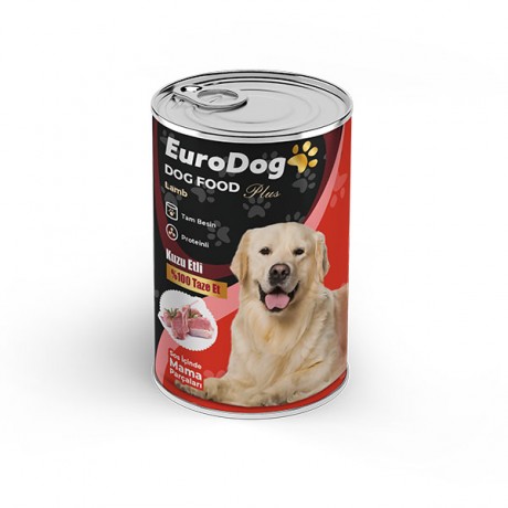 EuroDog Kuzu Parça Etli Yetişkin Köpek Konserve 400 Gr