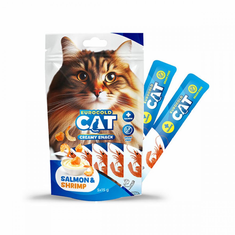 EuroGold Cat Sıvı Kedi Ödülü Somon - Karides 5x15Gr