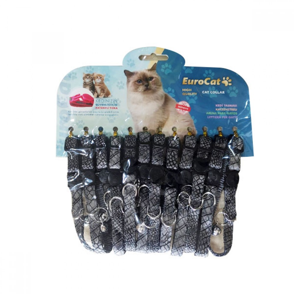 EuroCat Kedi Boy. Tas. Deri Des.10mm/28cm 12Li Gri