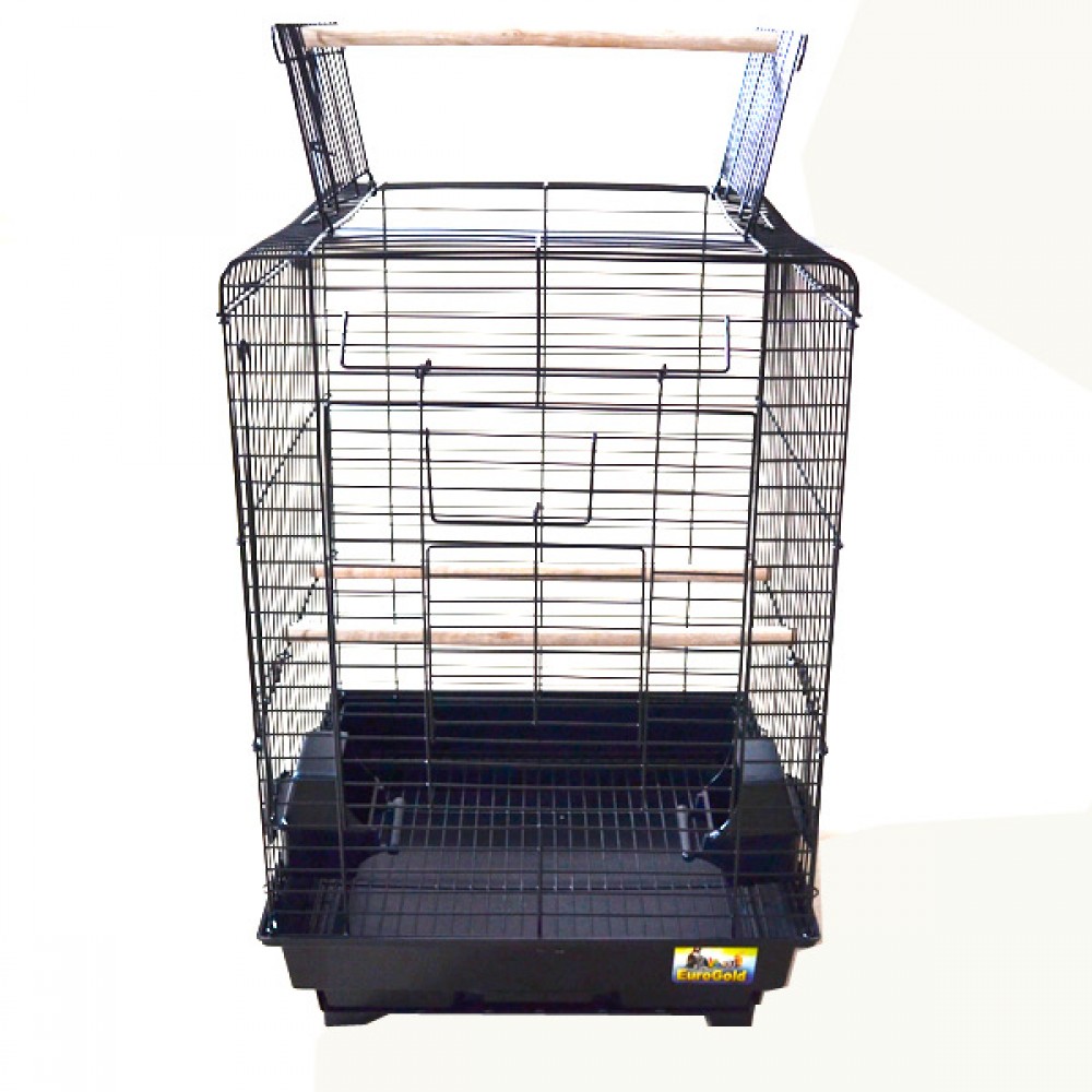 EuroGold Papağan Açılır Çatılı Kafesi Siyah (40,5x40,5x59,5)