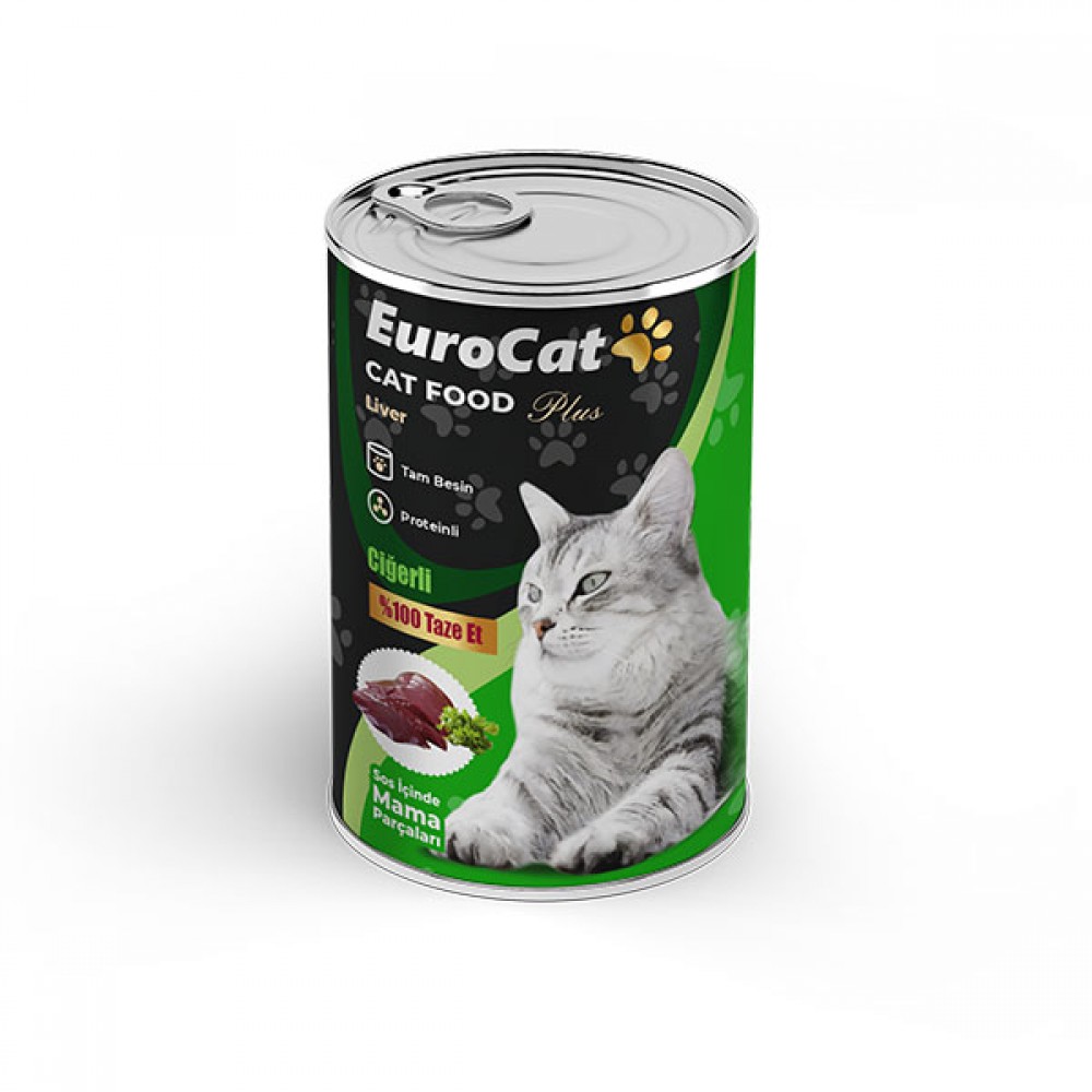 EuroCat Ciğer Parça Etli  Yetişkin Kedi Konserve 400 Gr