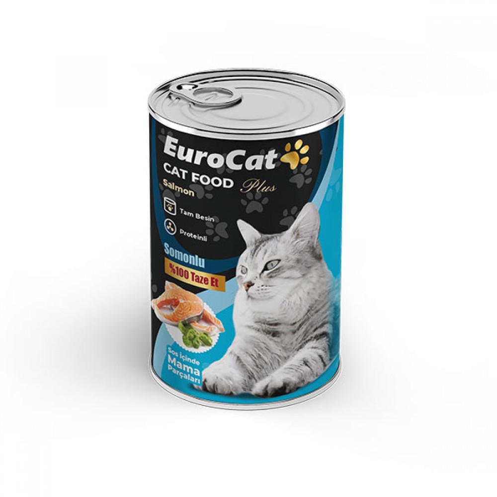 EuroCat Somon Parça Etli Yetişkin Kedi Konserve 400 Gr