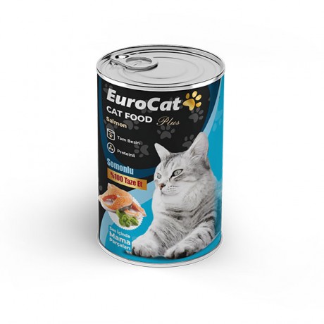 EuroCat Somon Parça Etli Yetişkin Kedi Konserve 400 Gr